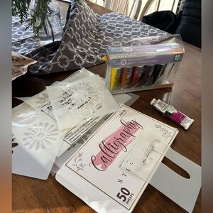 Craft Items acrylic paint and stencils